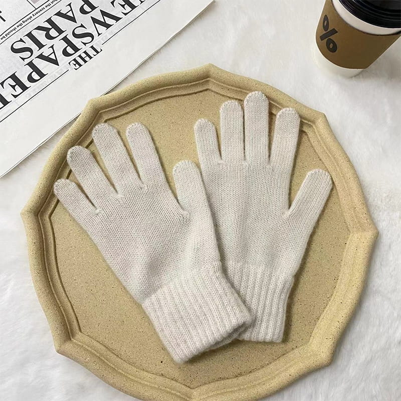 Yksiväinen lämmin villapolyesterin neulot käsineet